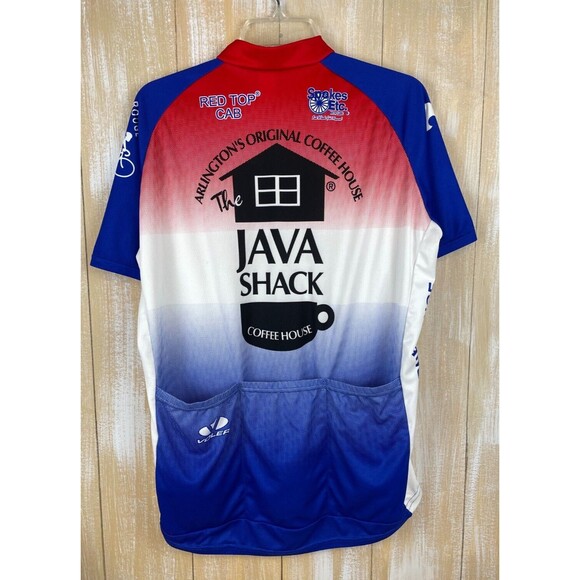Voler Java Shack Coffee Red White & Blue Cycling Jersey Grover Beach CA Size 2XL - Picture 3 of 9
